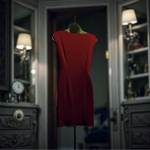 Elegant Burgundy Boatneck Figure Flattering Dress Side Ruched - Picture 3 of 10